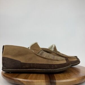 Mens Sorel Manawan II Moc Brown Suede Faux Fur Lined Slippers Shoes Size‎ 11 D
